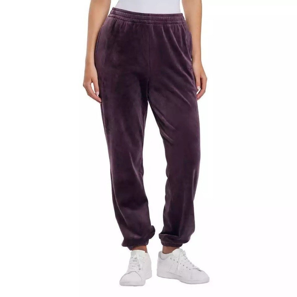 Lazypants Women Plum Purple Velour Joggers Relaxed Fit Elastic Waist Size M